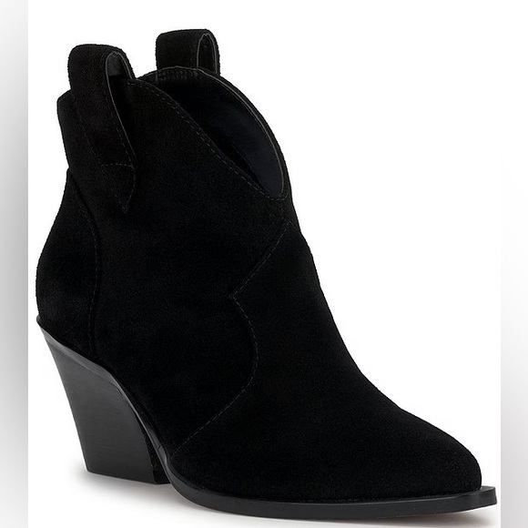 Jessica Simpson Western Bootie Black Zadie Pull On Suede Women’s 8.5 Cowgirl - Picture 1 of 11